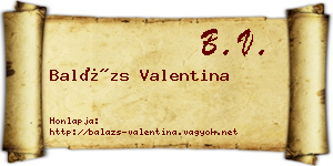 Balázs Valentina névjegykártya